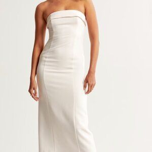 XS Abercrombie Tailored Midi Dress White